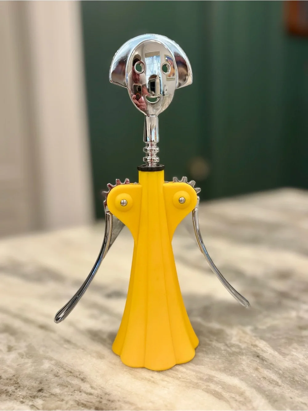 Alessi Anna G Corkscrew by Alessandro Mendini yellow silver